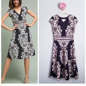 Anthropologie Ett:twa Soiree Embroidered Floral Midi Dress Size 0